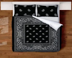 Black Bandana Quilted Comforter 3-Piece Set