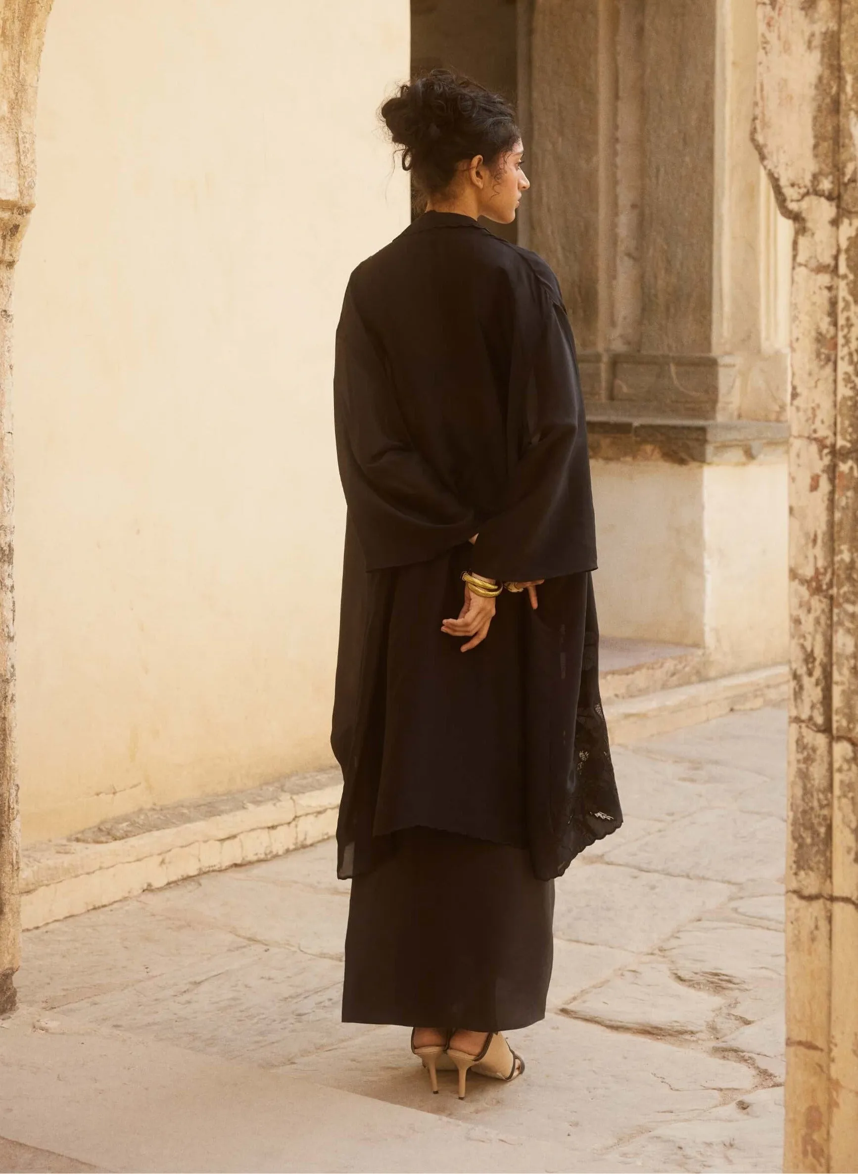 Black jacket and knot skirt set