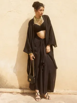 Black jacket and knot skirt set