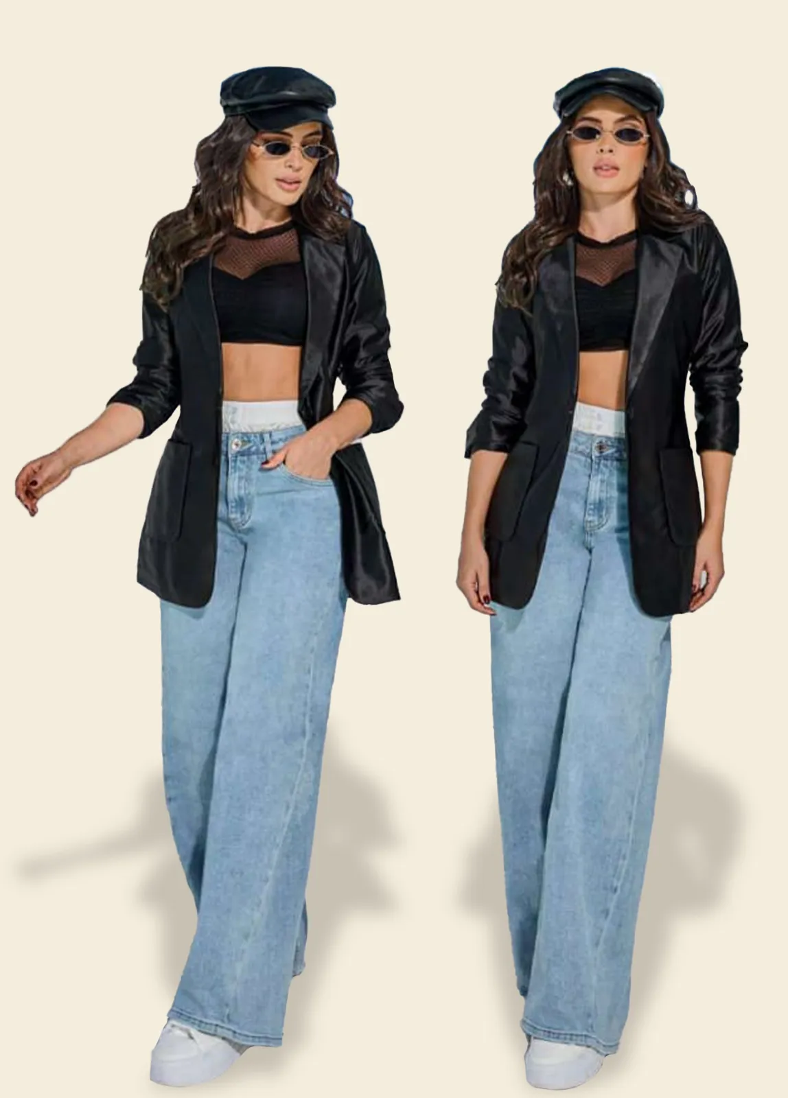 Black Satin Blazer Suit Jacket