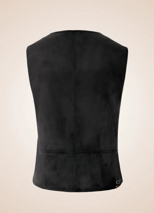 Black Suede Steampunk Flak Jacket Vest