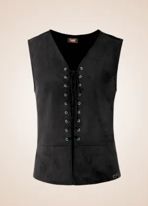 Black Suede Steampunk Flak Jacket Vest