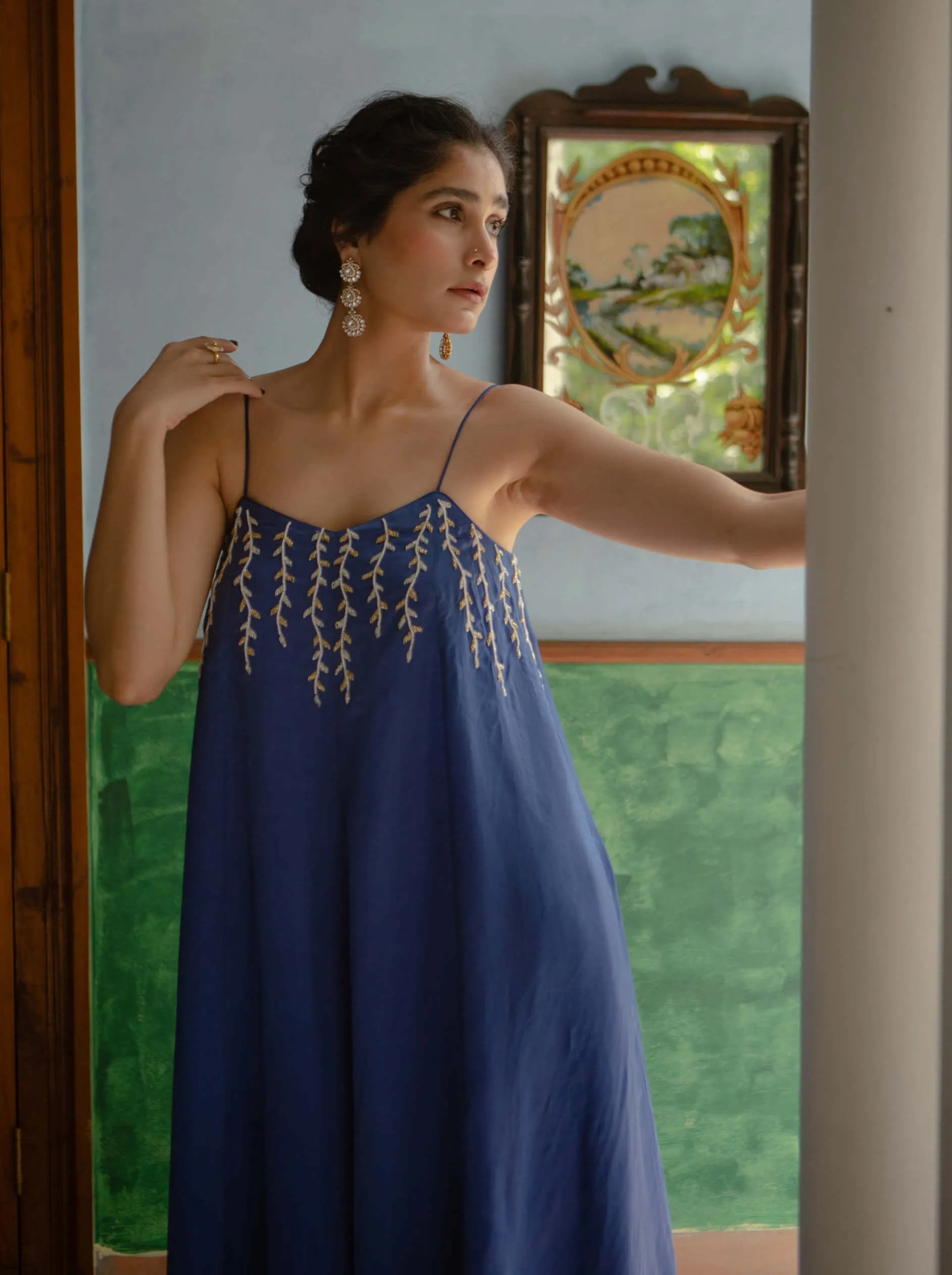 Blue flared jumpsuit
