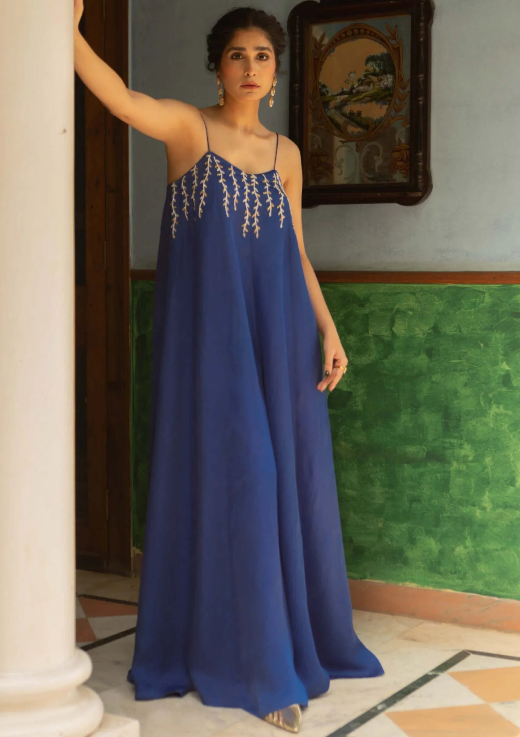 Blue flared jumpsuit
