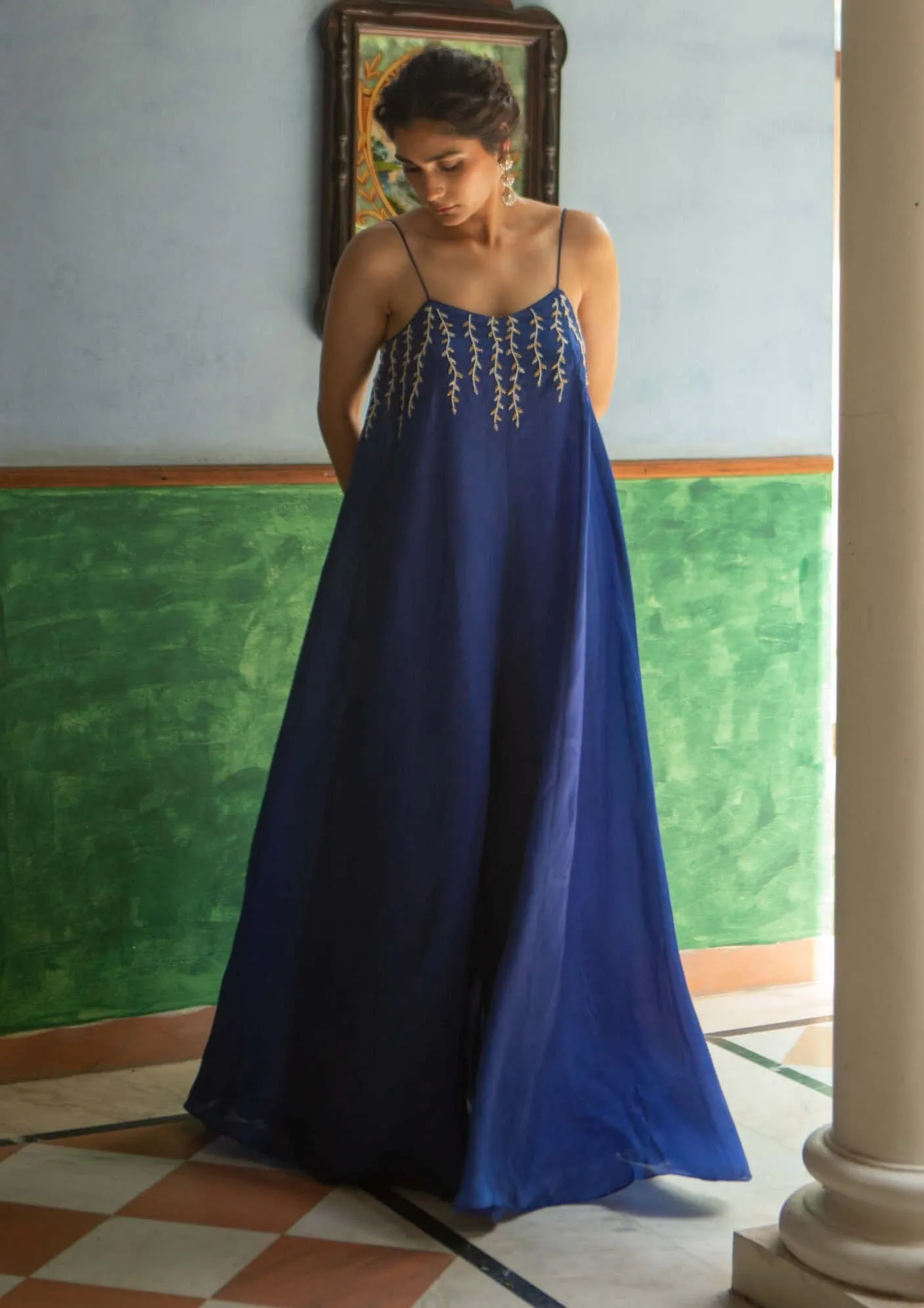 Blue flared jumpsuit