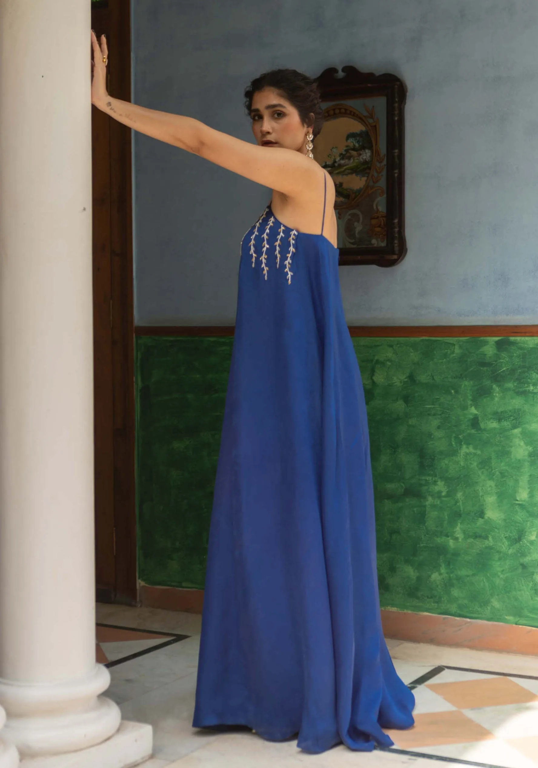 Blue flared jumpsuit
