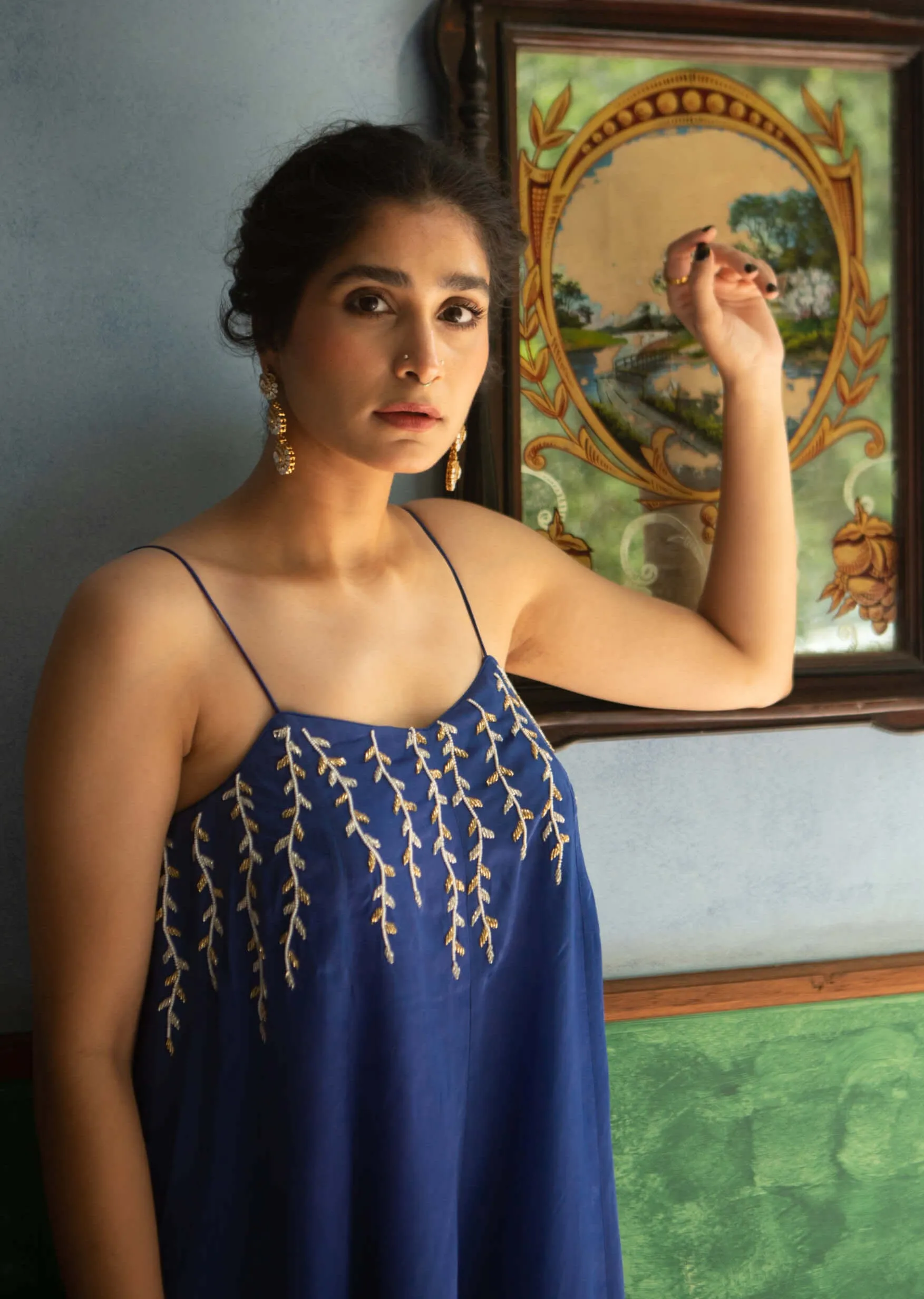 Blue flared jumpsuit