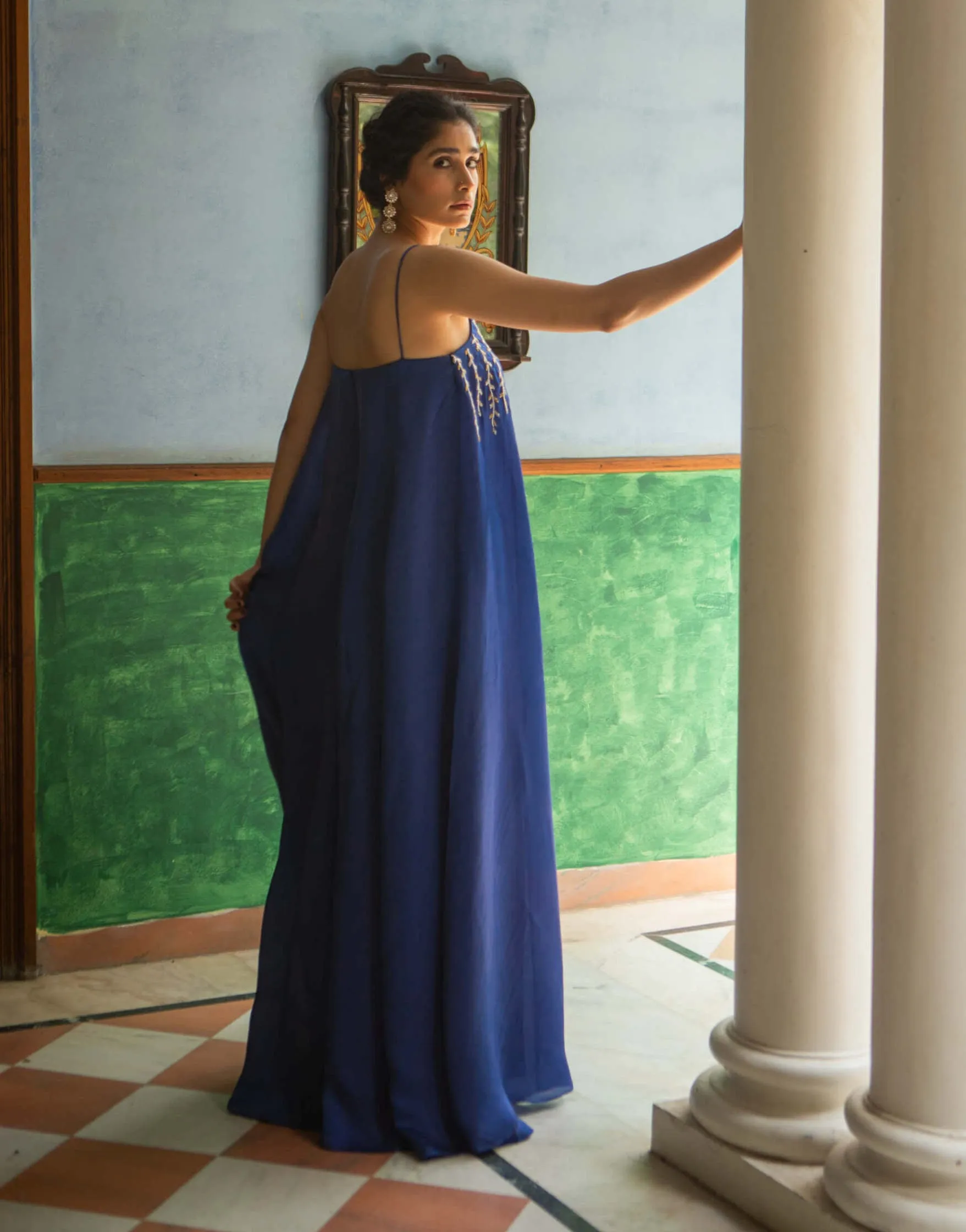 Blue flared jumpsuit