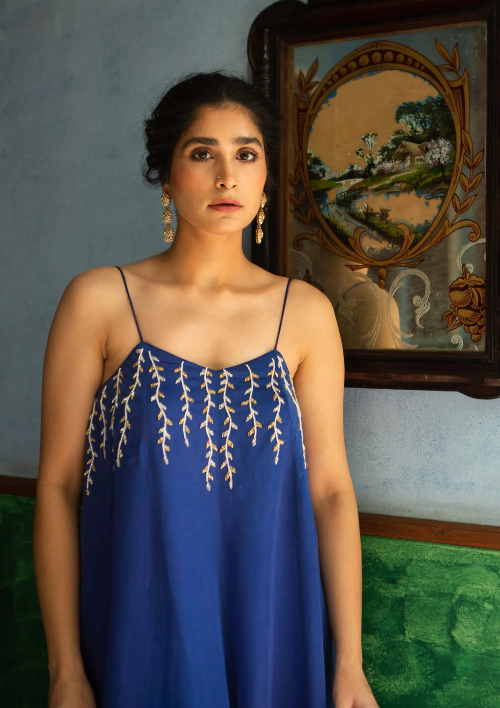 Blue flared jumpsuit