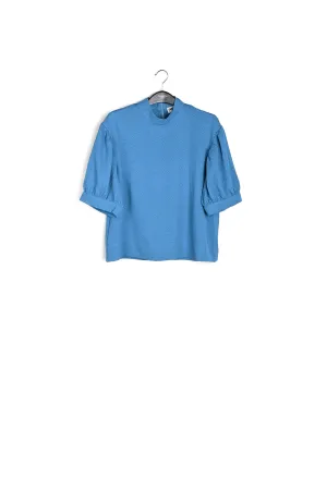 Blue top with puffed sleeves