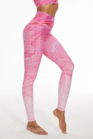 Blush Marble High Waist Leggings for Women – Seamless Ombre Pink Activewear for Yoga, Running & Lounging