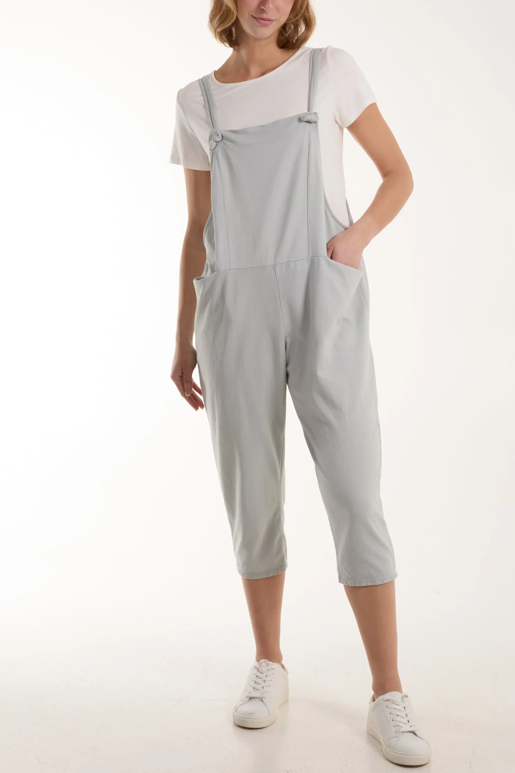 Bow Detail Plain Dungarees