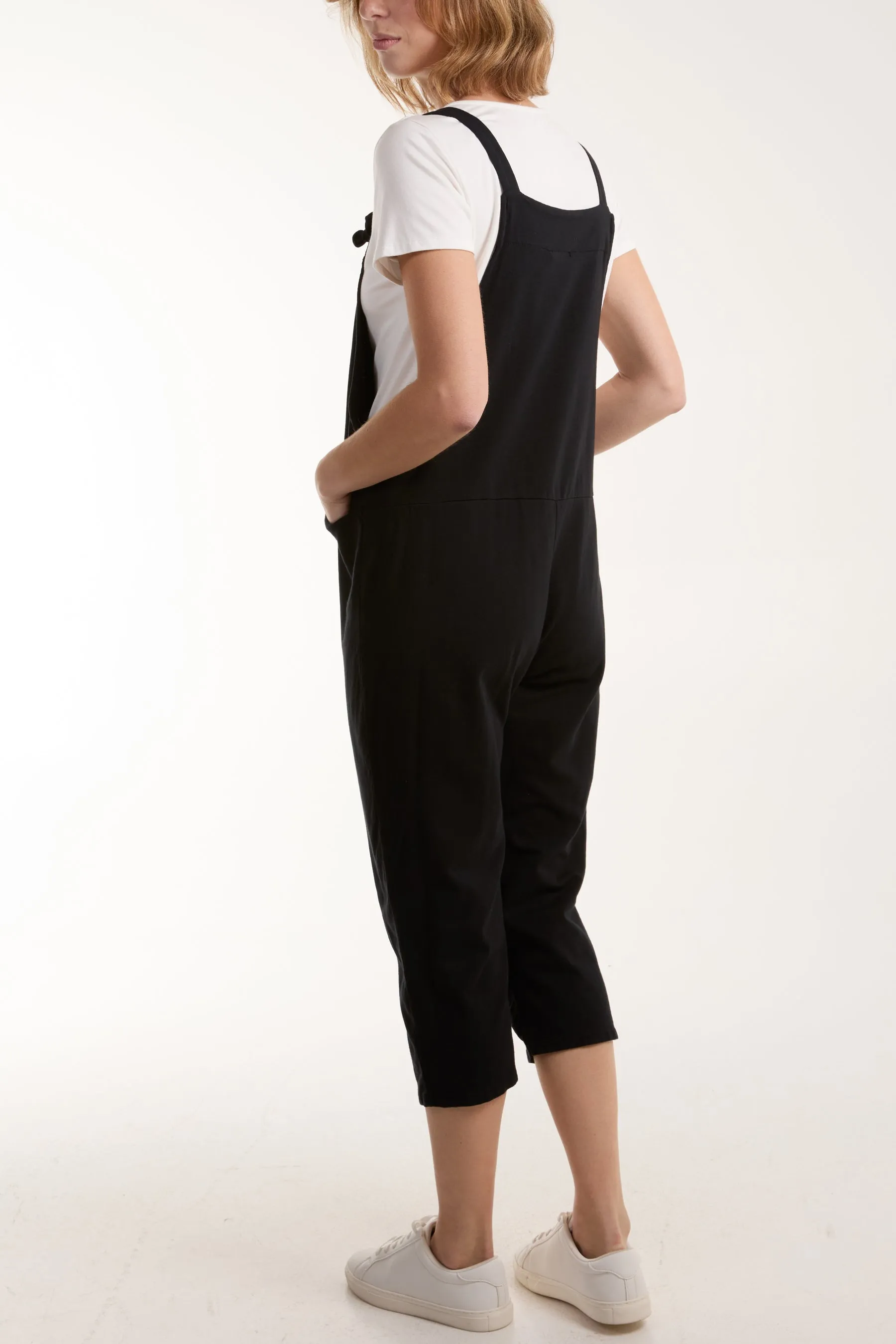 Bow Detail Plain Dungarees