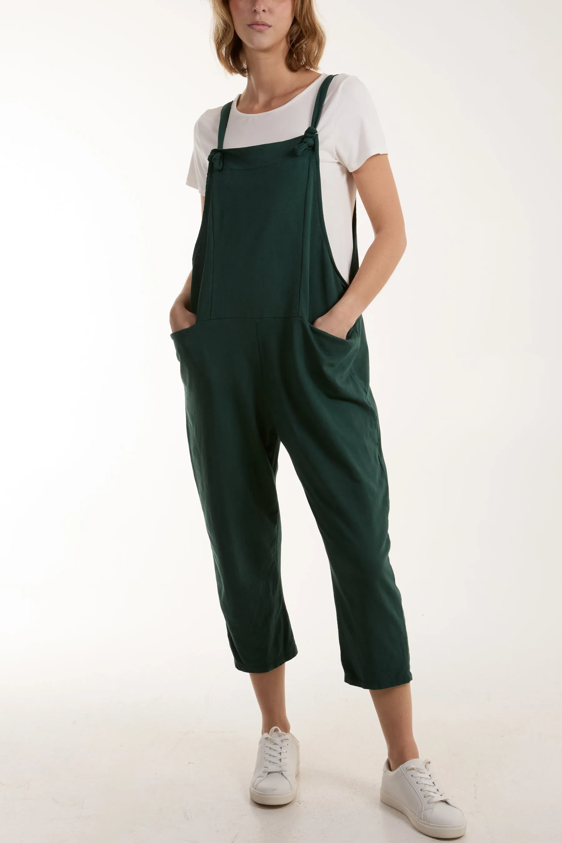 Bow Detail Plain Dungarees