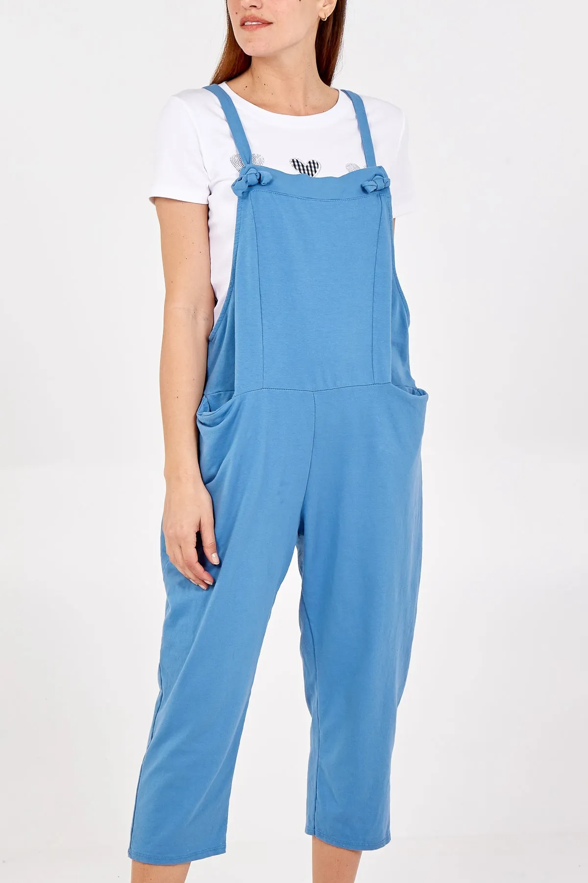 Bow Detail Plain Dungarees