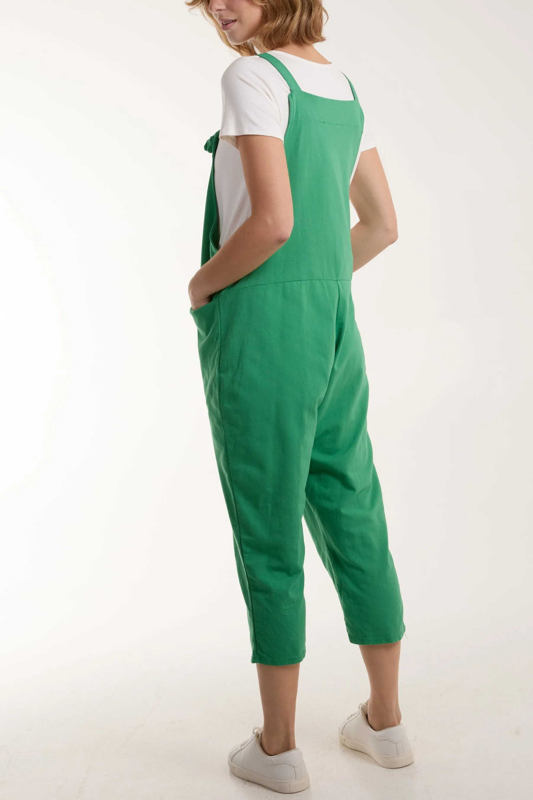 Bow Detail Plain Dungarees