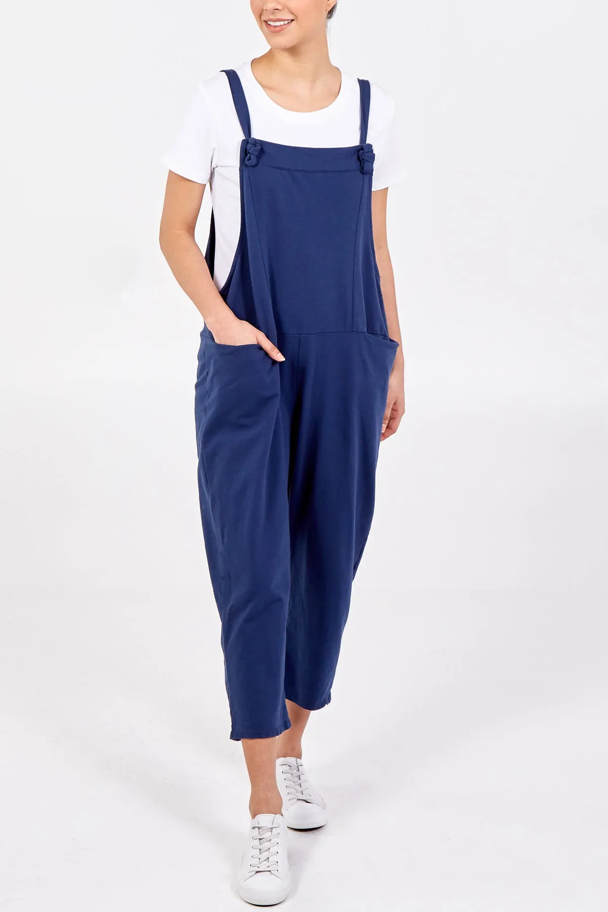 Bow Detail Plain Dungarees