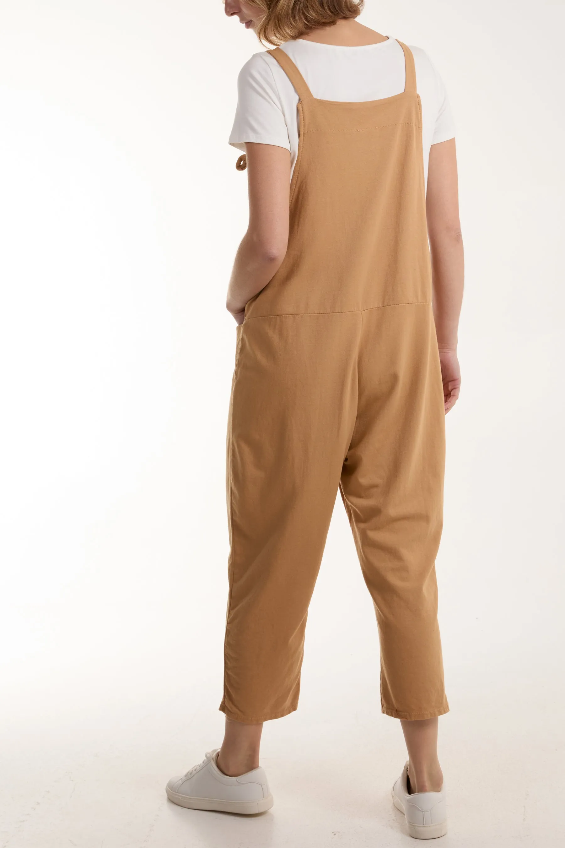 Bow Detail Plain Dungarees