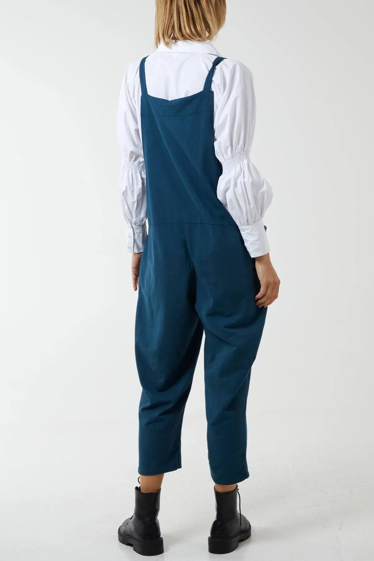 Bow Detail Plain Dungarees
