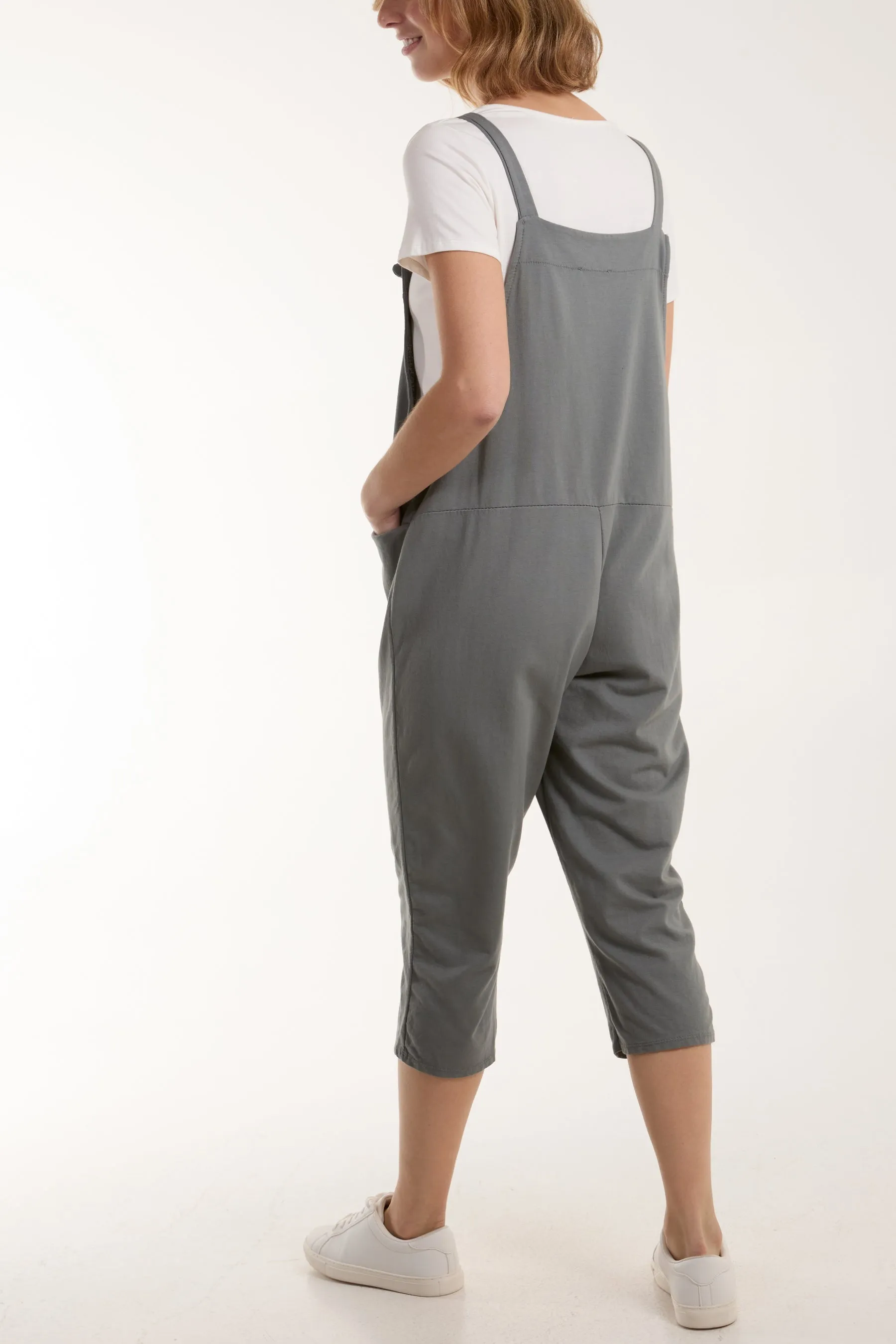 Bow Detail Plain Dungarees