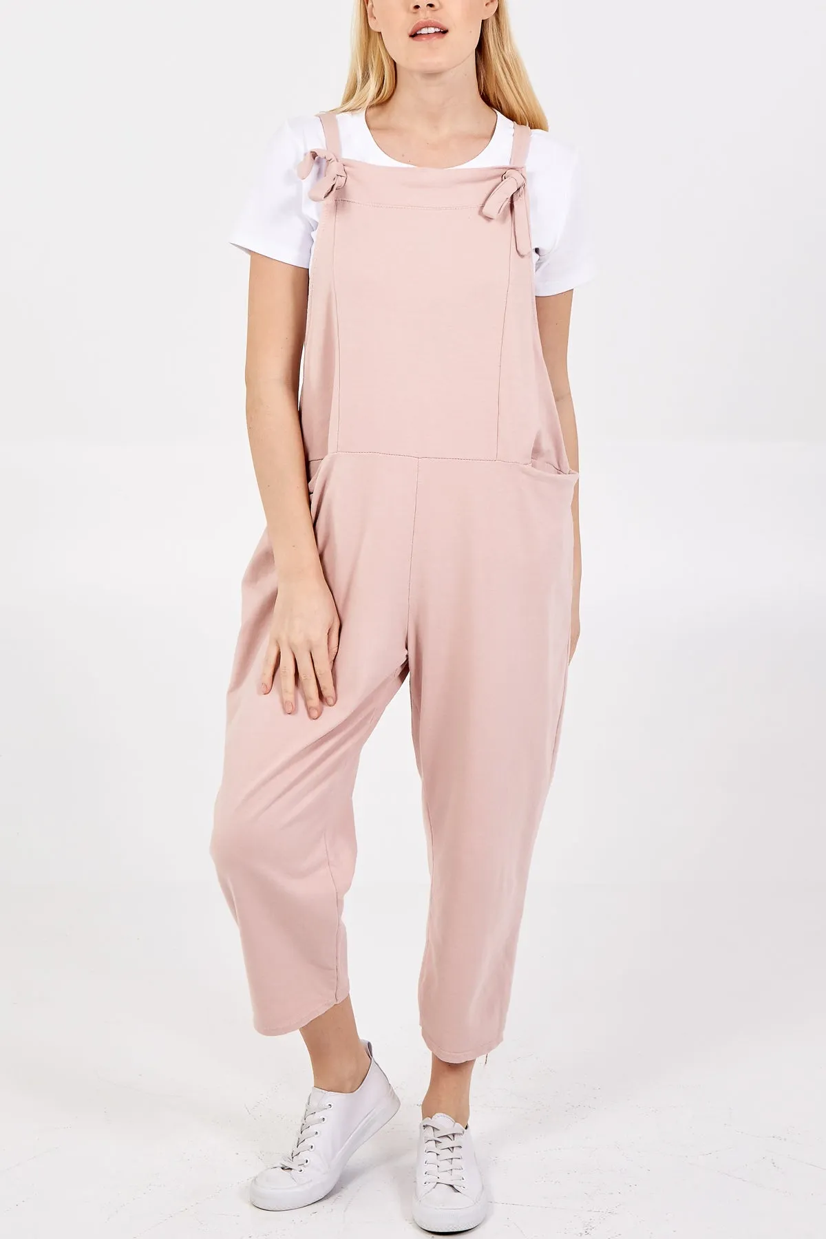 Bow Detail Plain Dungarees