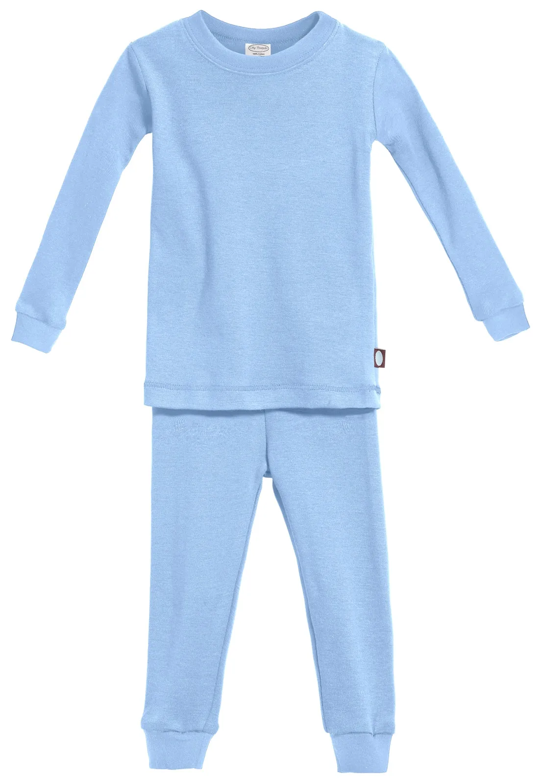 Boys and Girls Soft Organic Cotton Snug Fit Pajama Sets   | Bright Light Blue