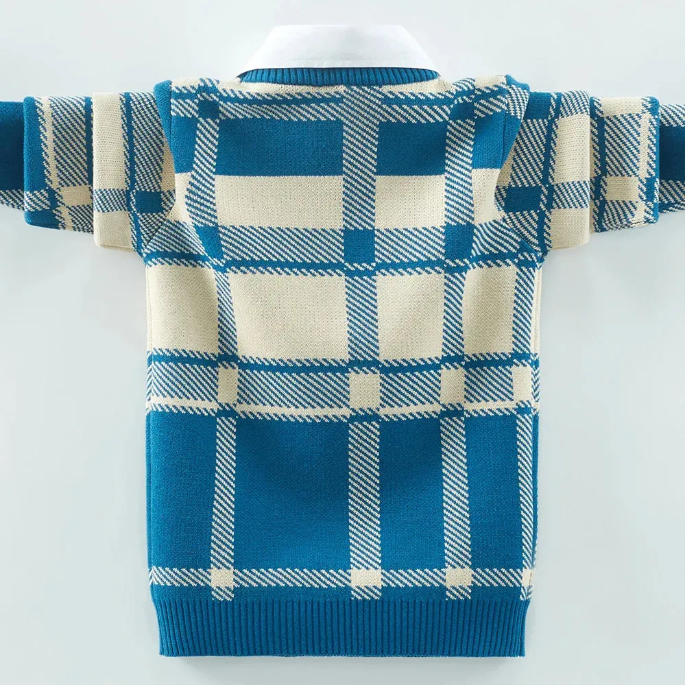 Boys' Removable Collar Winter Sweater Set