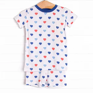 Brave Hearts Bamboo Pajama Short Set, Blue