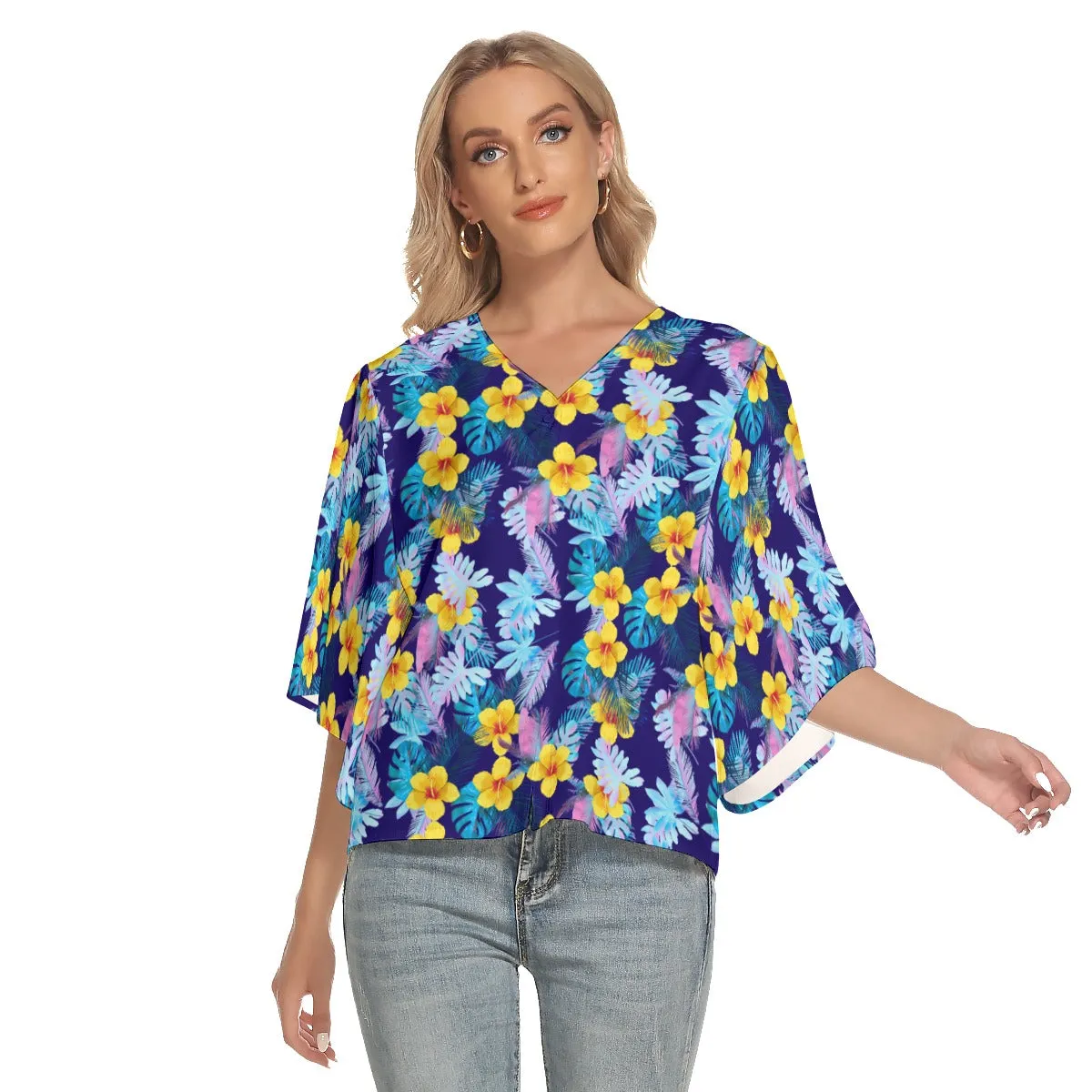 Bright Leaves Women's Bat Sleeve Shirt