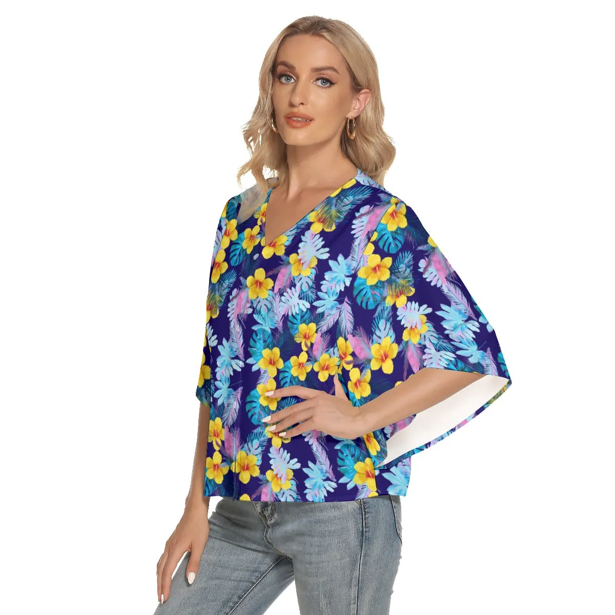 Bright Leaves Women's Bat Sleeve Shirt