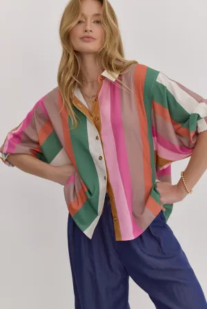 Bright Striped Button Down