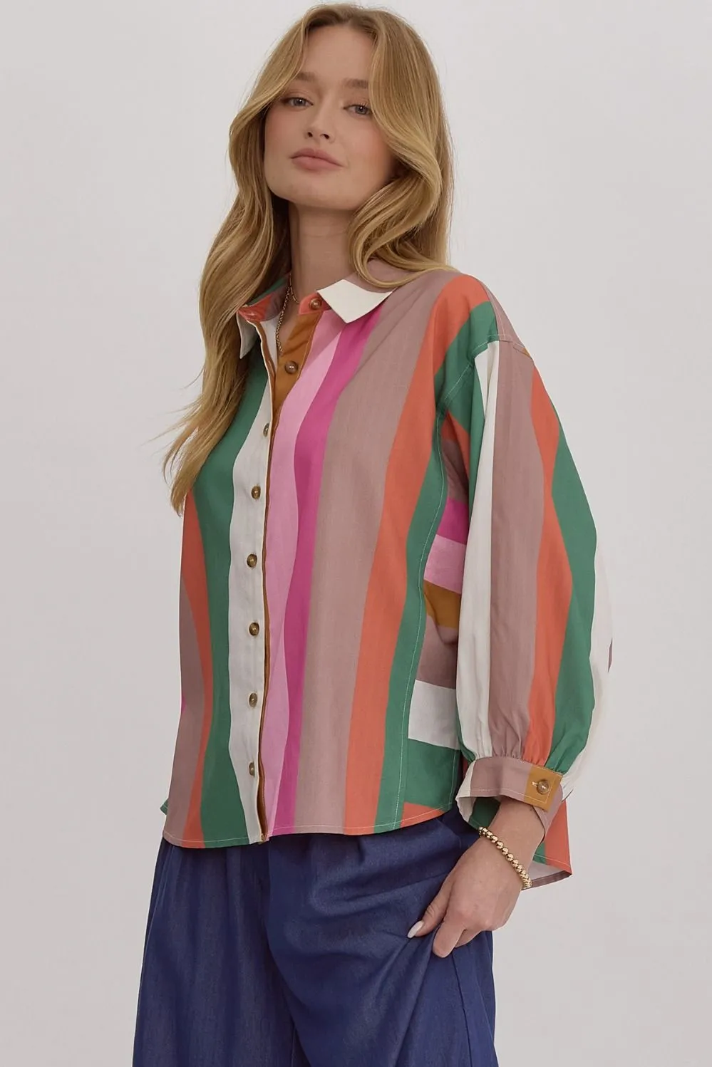 Bright Striped Button Down