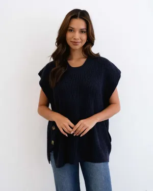 Button Vest - Navy