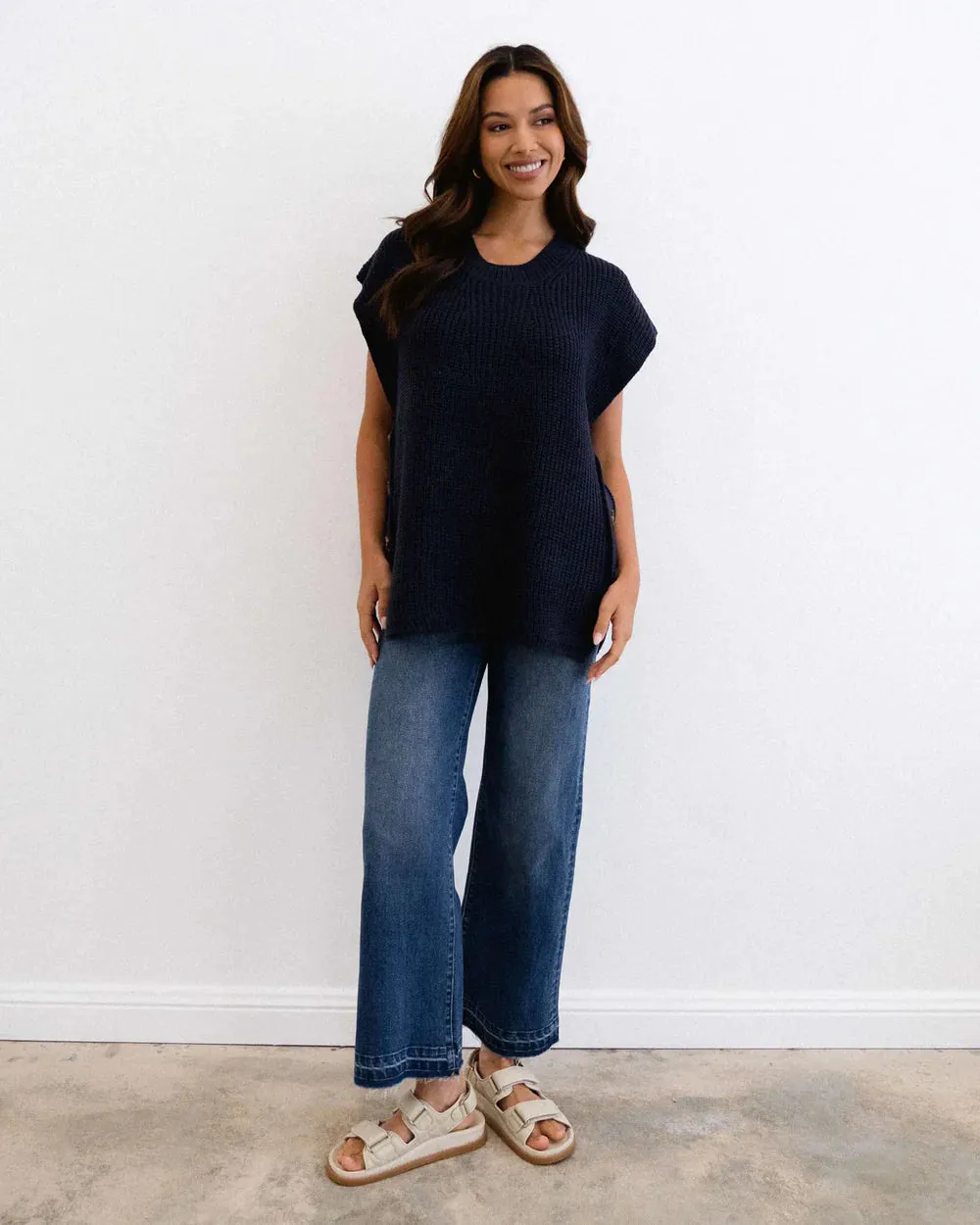 Button Vest - Navy