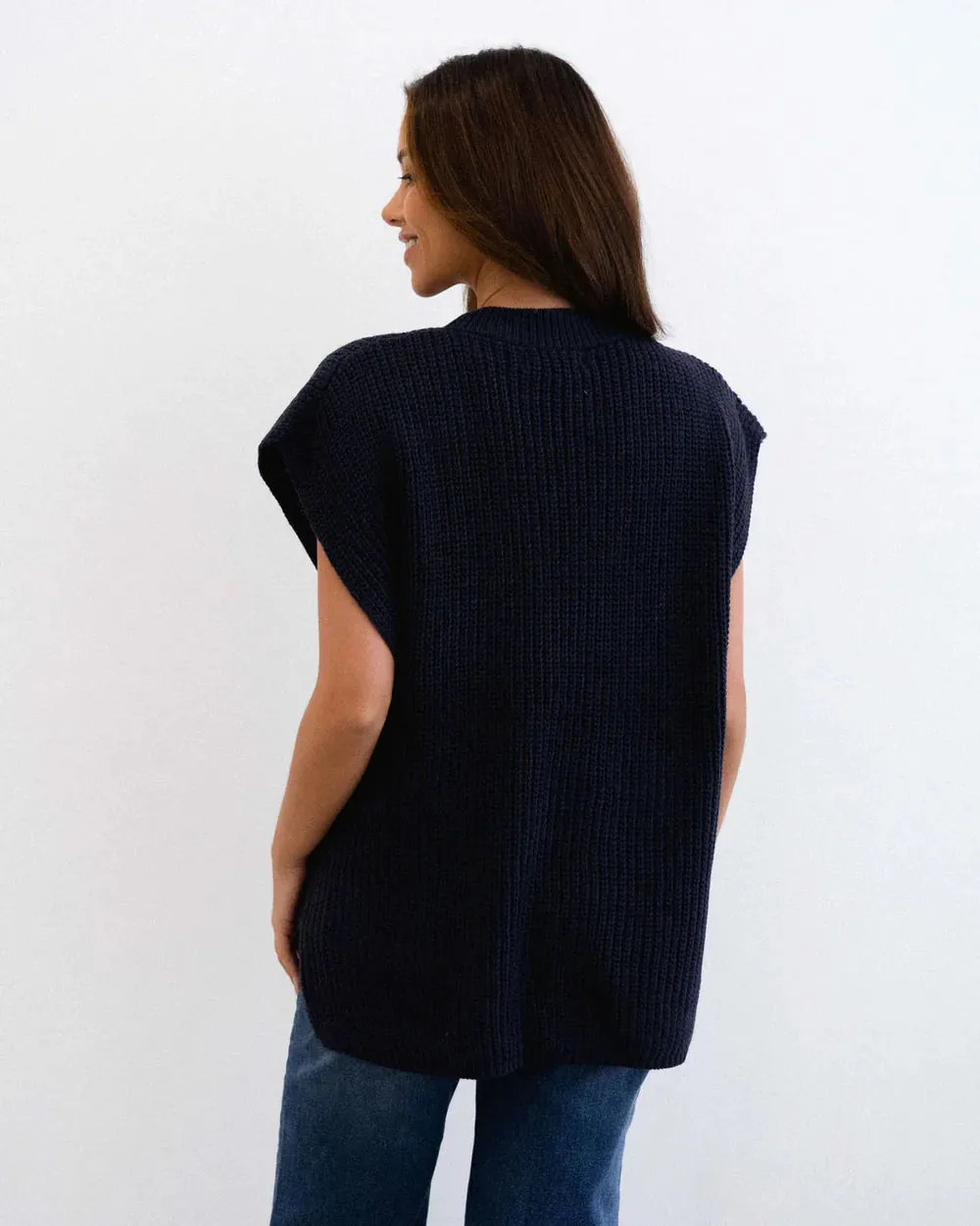 Button Vest - Navy