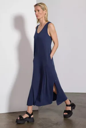 Calm V-Neck Dress - Deep Navy