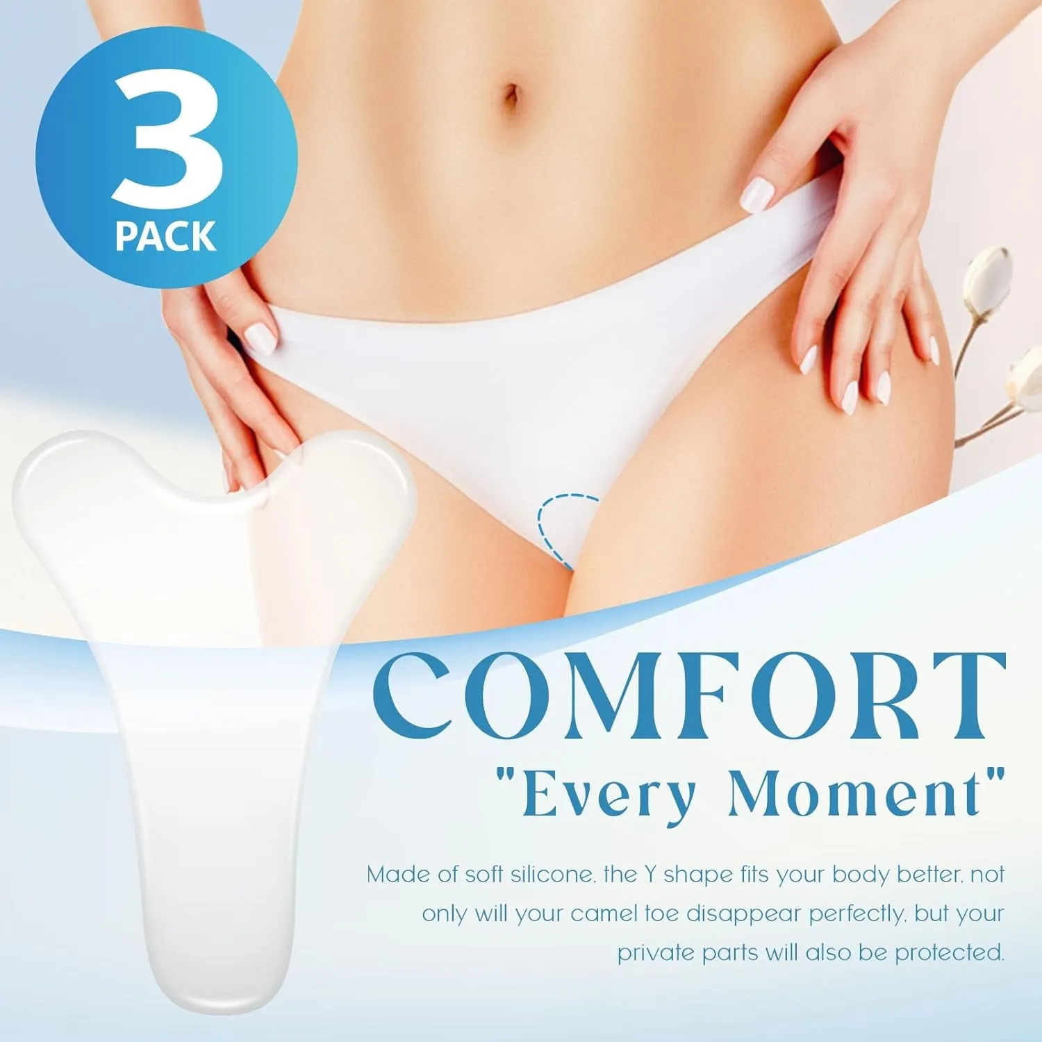 Camel Toe Concealer Seamless and Traceless 3-Pack Y-Shape Silicone Camel Toe Cover Suitable for Yoga Pants and Leggings Swimwear Reusable)