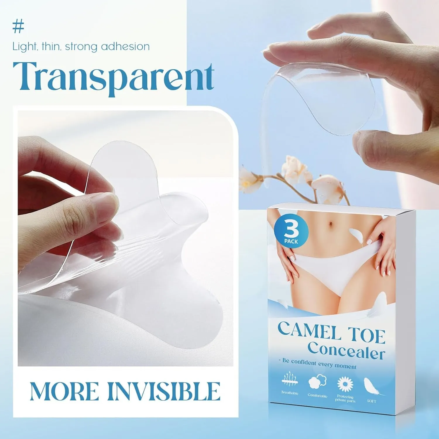 Camel Toe Concealer Seamless and Traceless 3-Pack Y-Shape Silicone Camel Toe Cover Suitable for Yoga Pants and Leggings Swimwear Reusable)