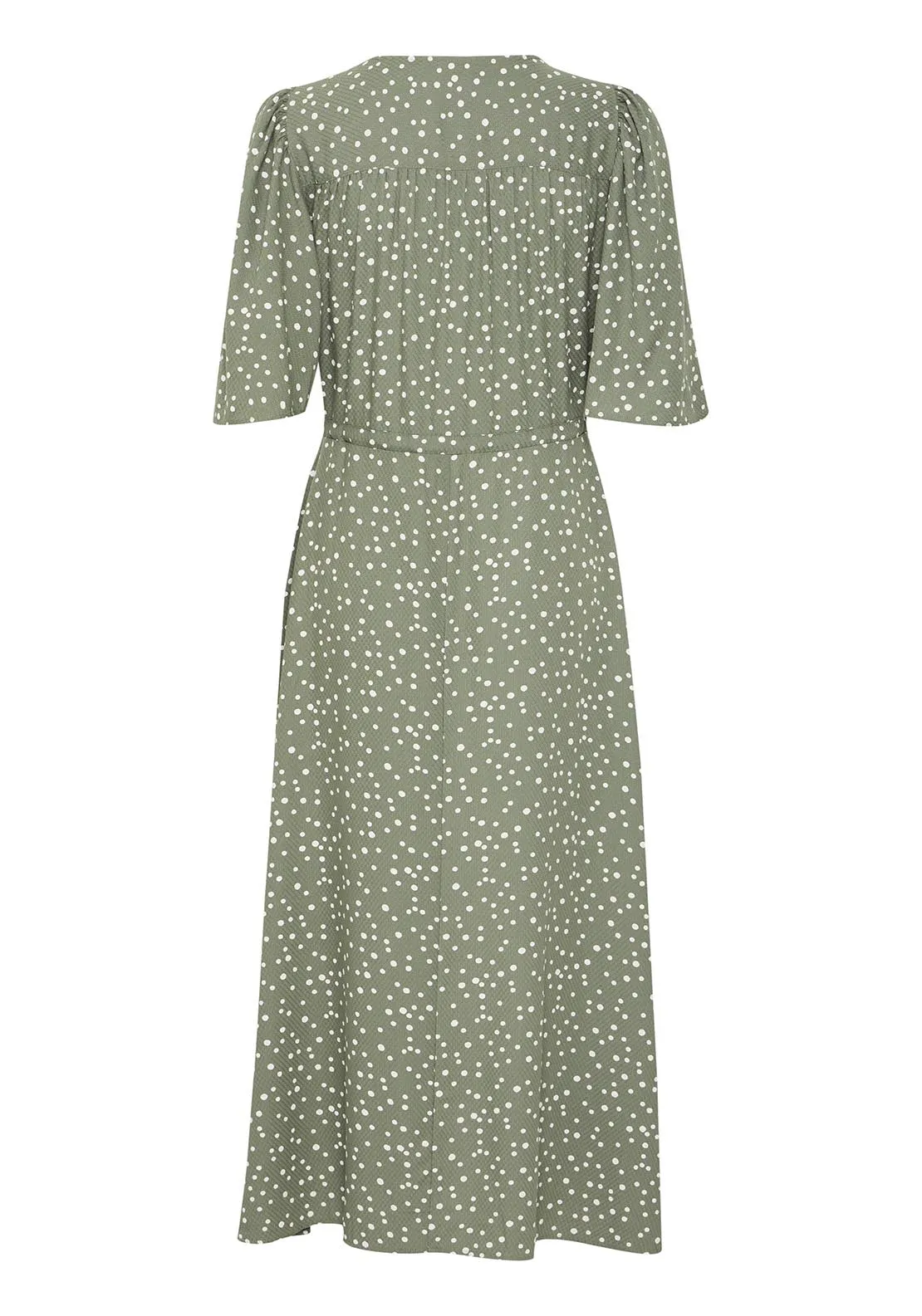 Casual Flared Sleeve Light Woven Dress - Green