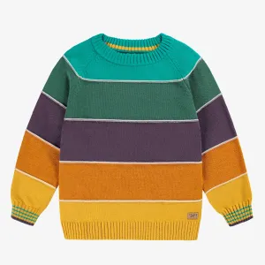 Chandail en tricot à rayures colorées, enfant||Knit sweater with colorful stripes, child