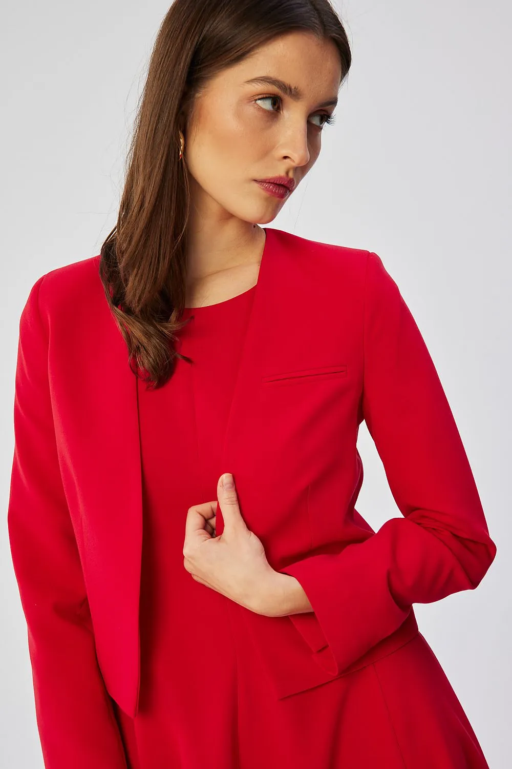 Chic No-Collar Jacket Design