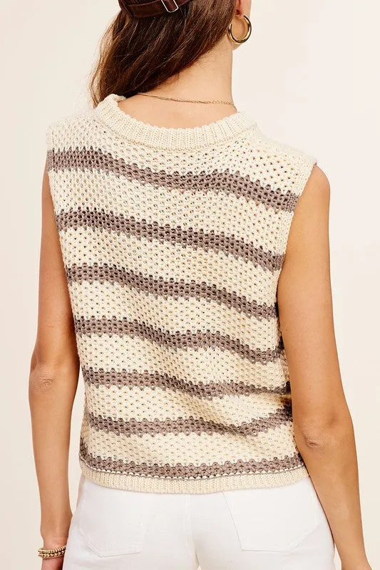 CHUNKY STRIPE SLEEVELESS SWEATER