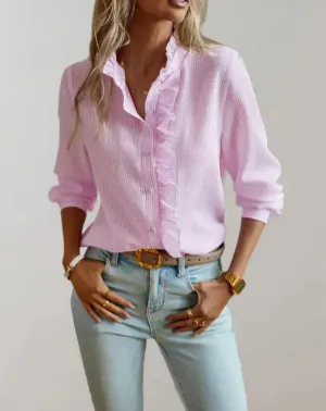 Ciara - Elegant long-sleeved blouse with ruffles
