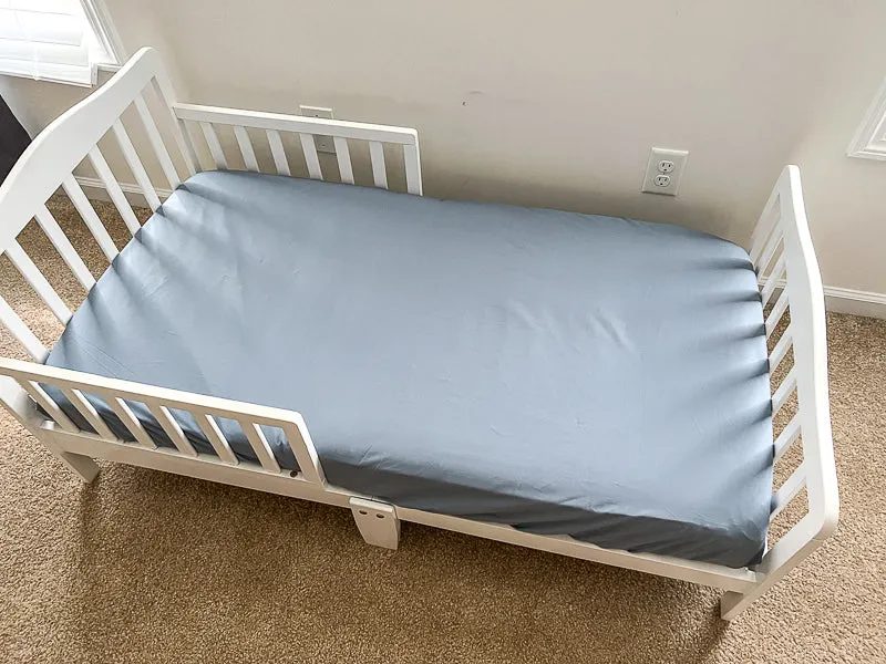 Coal Gray and Denim Blue Toddler Crib Bedding Set