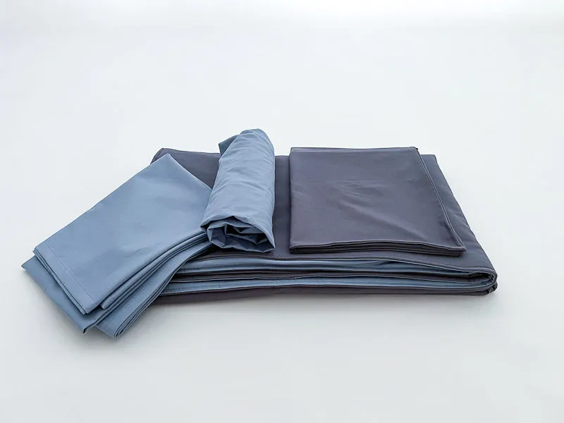 Coal Gray and Denim Blue Toddler Crib Bedding Set