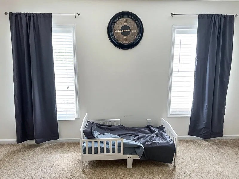 Coal Gray and Denim Blue Toddler Crib Bedding Set