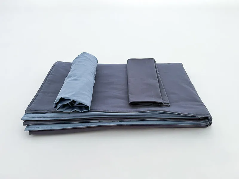 Coal Gray and Denim Blue Toddler Crib Bedding Set