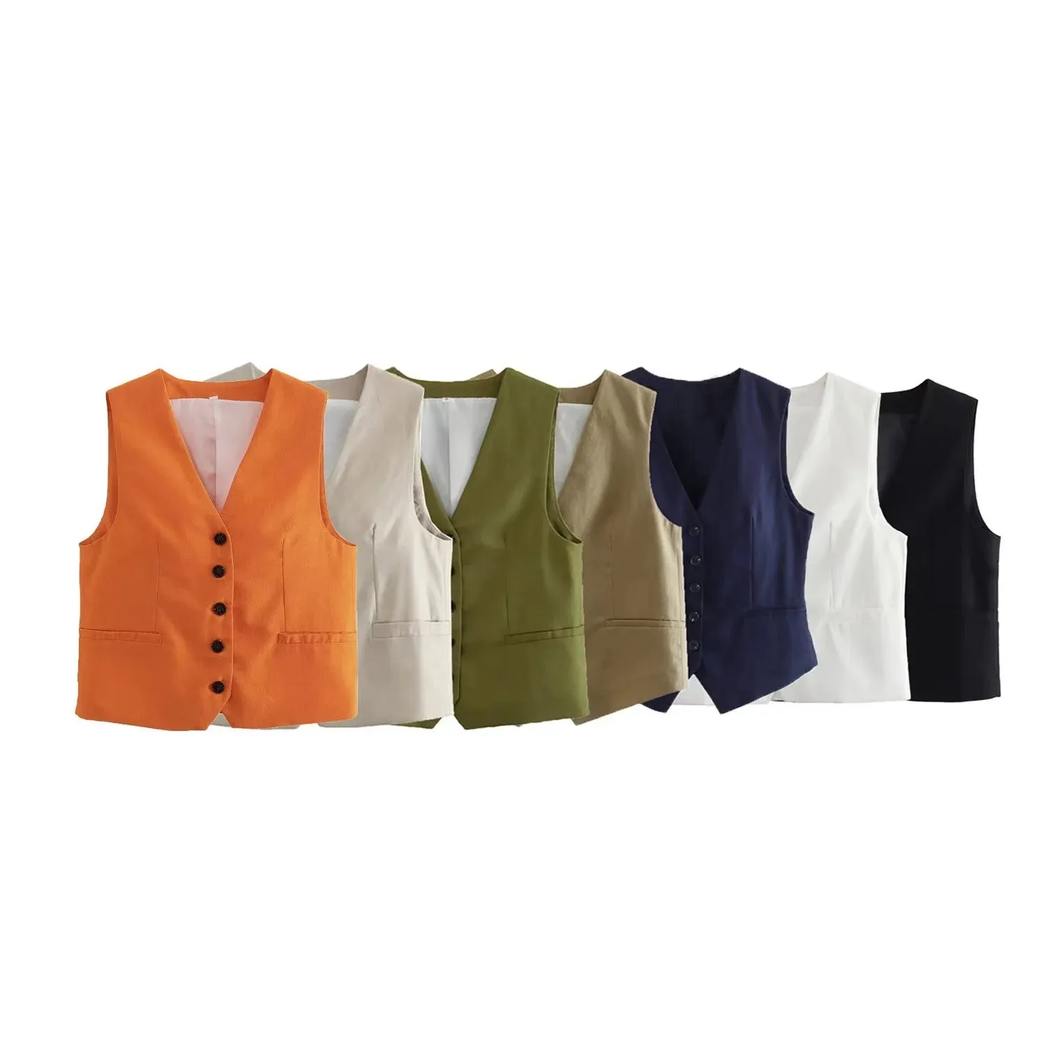 cold weather outfits JazzHer 2024 Spring Summer Casual Women Solid Suits Fashion Single Breasted Sleeveless V Neck Vests Streetwear Chic Shorts