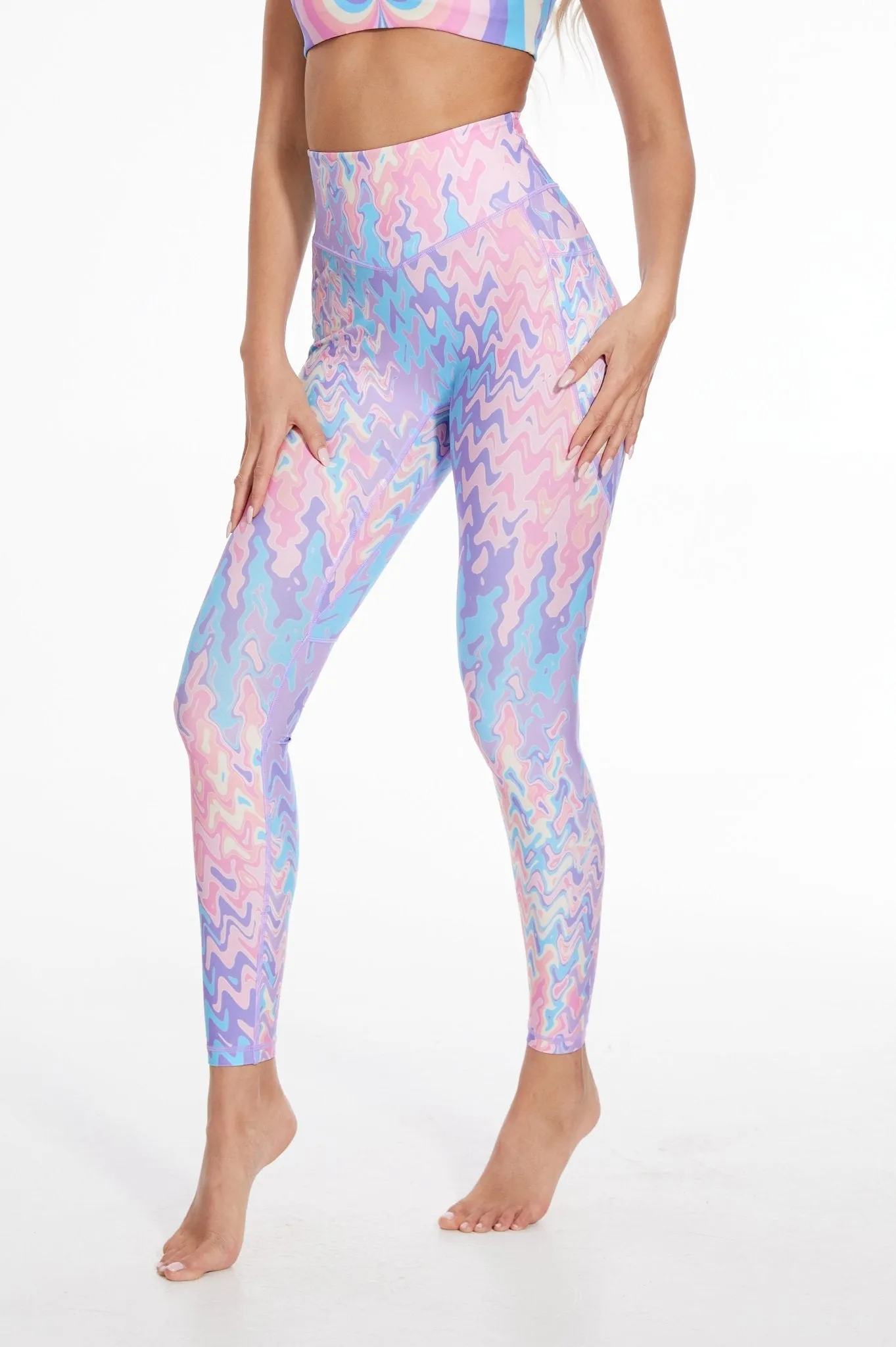 Cotton Candy Wave High-Waisted Leggings