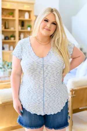 Count Me In Cap Sleeve Top in Heathered Light Blue